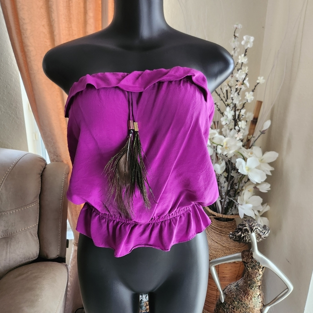 Karina Grimaldi Strapless Peacock Top size M